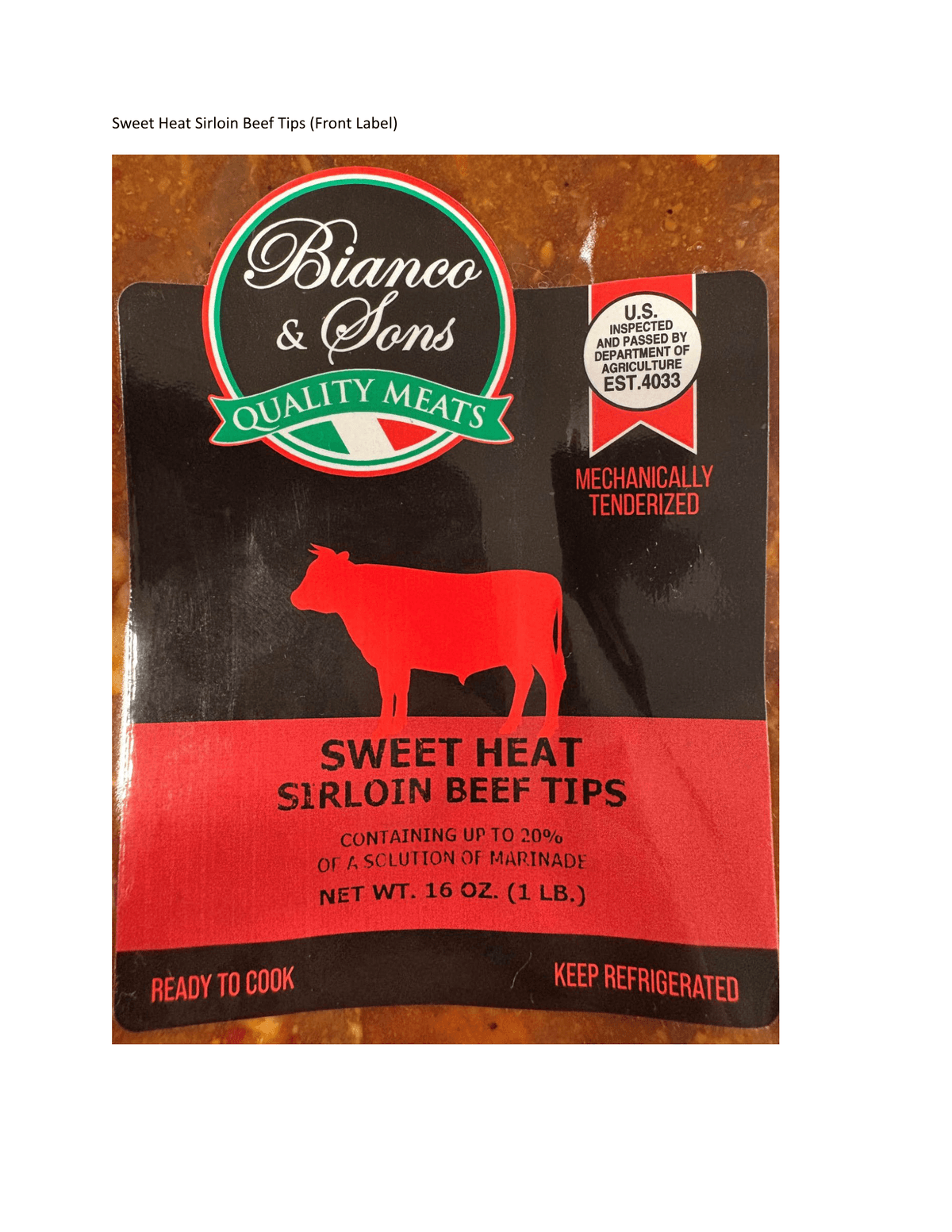 FSIS Issues Public Health Alert for Raw Sirloin Beef Tip Product Due to Misbranding and Undeclared Allergens
